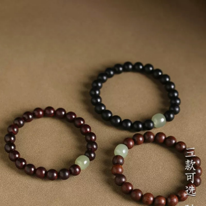 Natural Small Leaf Rosewood Bracelet Couple Style Bracelet Female Ebony Sandalwood Hand Jewelry And Tian Jade Top Bead Application Scenario