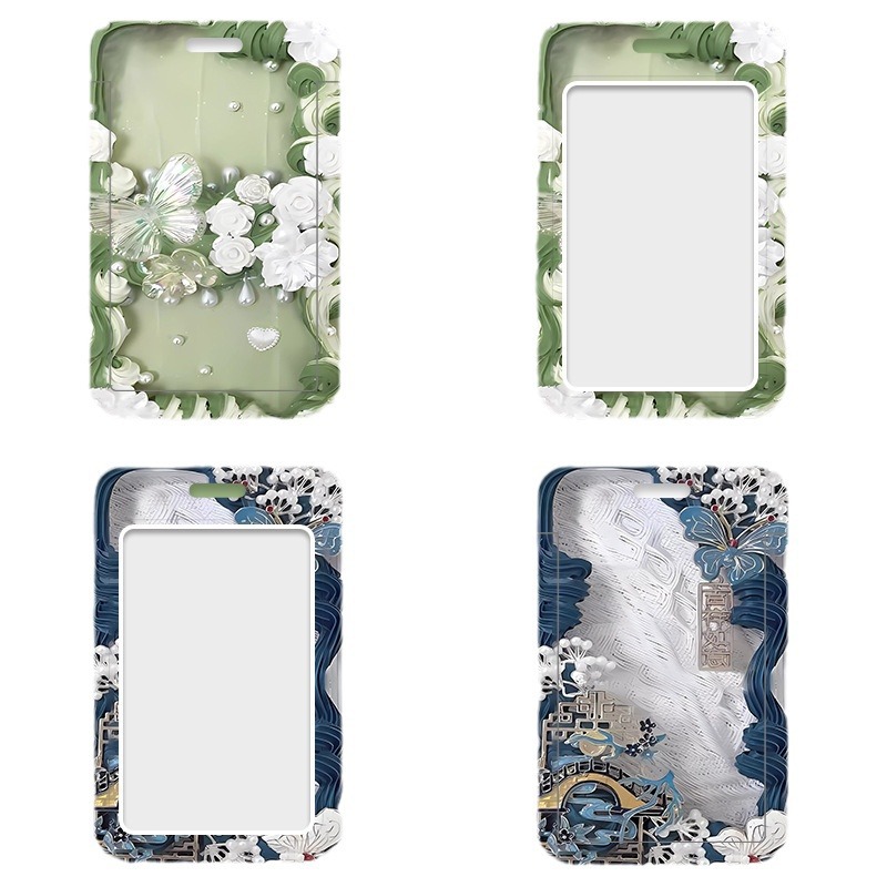 Ins Wind Flower Card Sleeve Student Card Rice Card Metro Card Bus Card Kindergarten Transfer Card Anti-Loss Hard Shell Card Sleeve Specification drawing