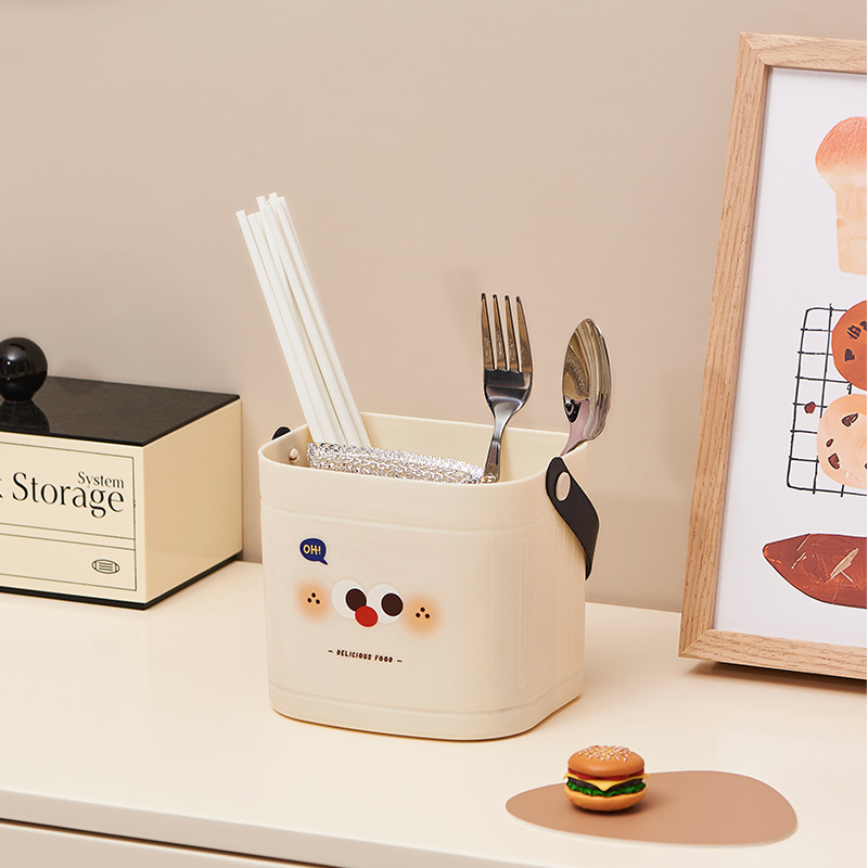 "Little Milk Coffee portable storage bucket, office desk miscellaneous storage box, home makeup brush remote control storage rack. Specification image