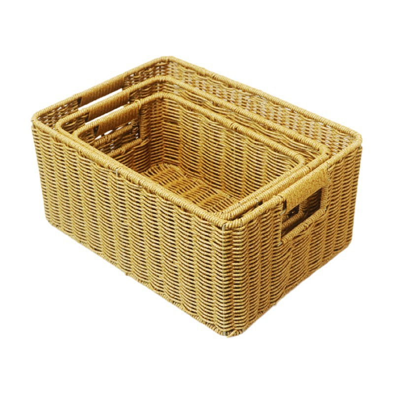 Imitation Rattan Storage Basket Household Large Capacity Clothes Sundry Tabletop Snacks Toys Finishing Kitchen Storage Basket Item Picture