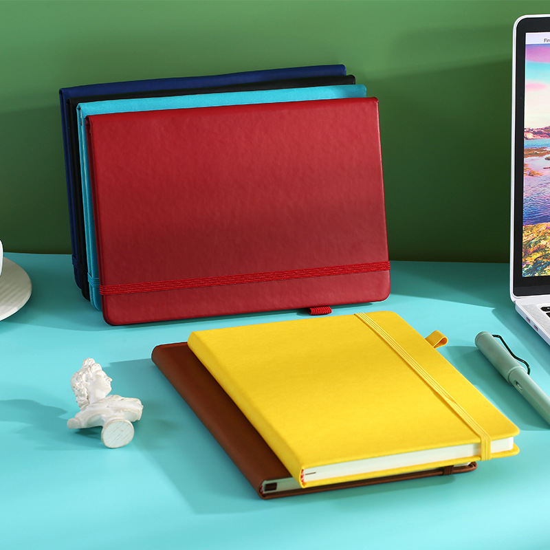A5 Business hard surface PU strap notebook with LOGO printing, fresh and simple hand-held notebook, cross-border trade notepad Specification image