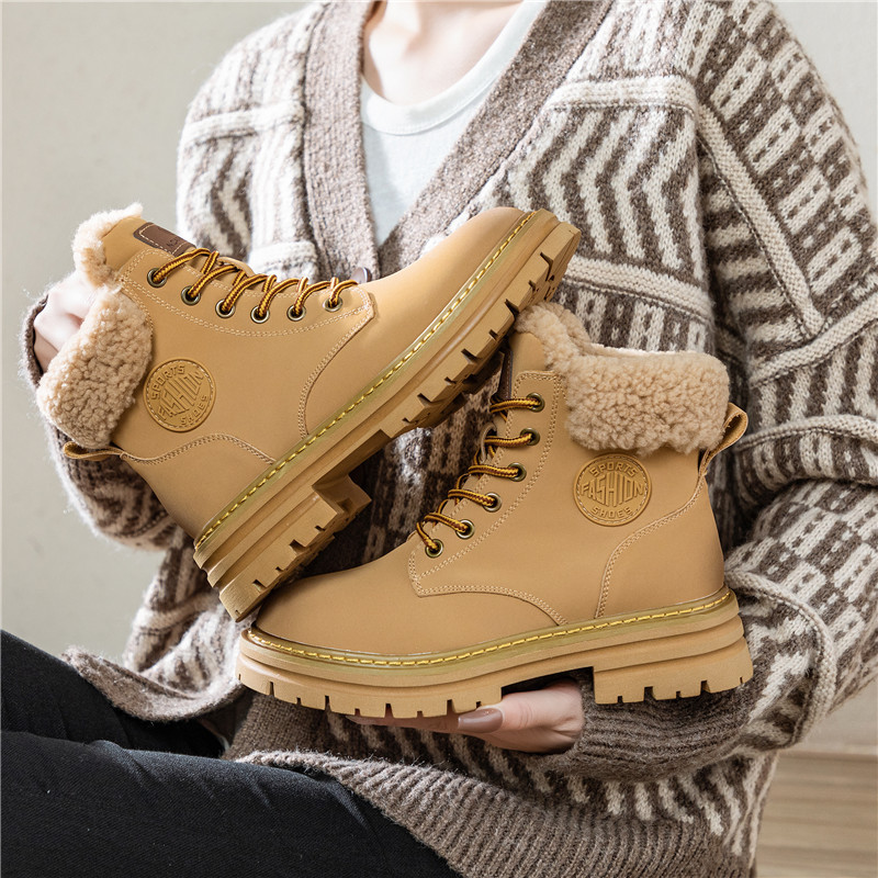 Real Hair Martin Boots Fur One Snow Boots Women 2023 Winter New Big Yellow Boots Women's Shoes A Hair details Picture