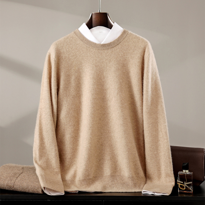 Cashmere sweater, men's round-neck base layer, high-end thin business casual outerwear for teenagers and students, pure cashmere sweater details Picture