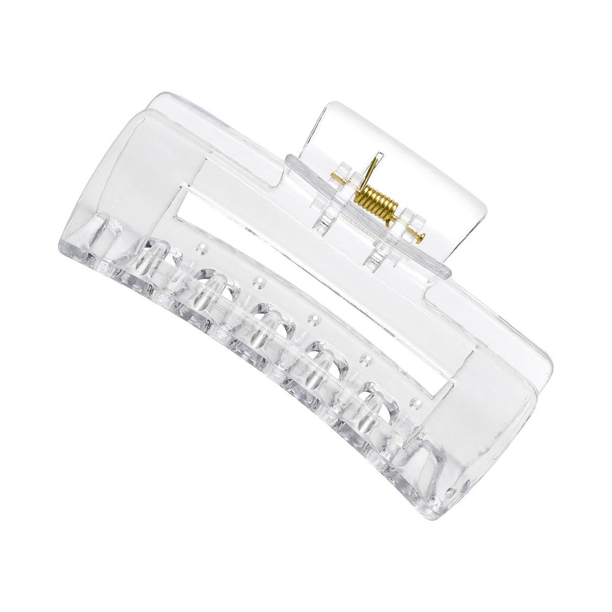 新款10.5厘米透明镂空方块抓夹PS塑料大号抓夹女士后脑勺盘发发夹白底实物图