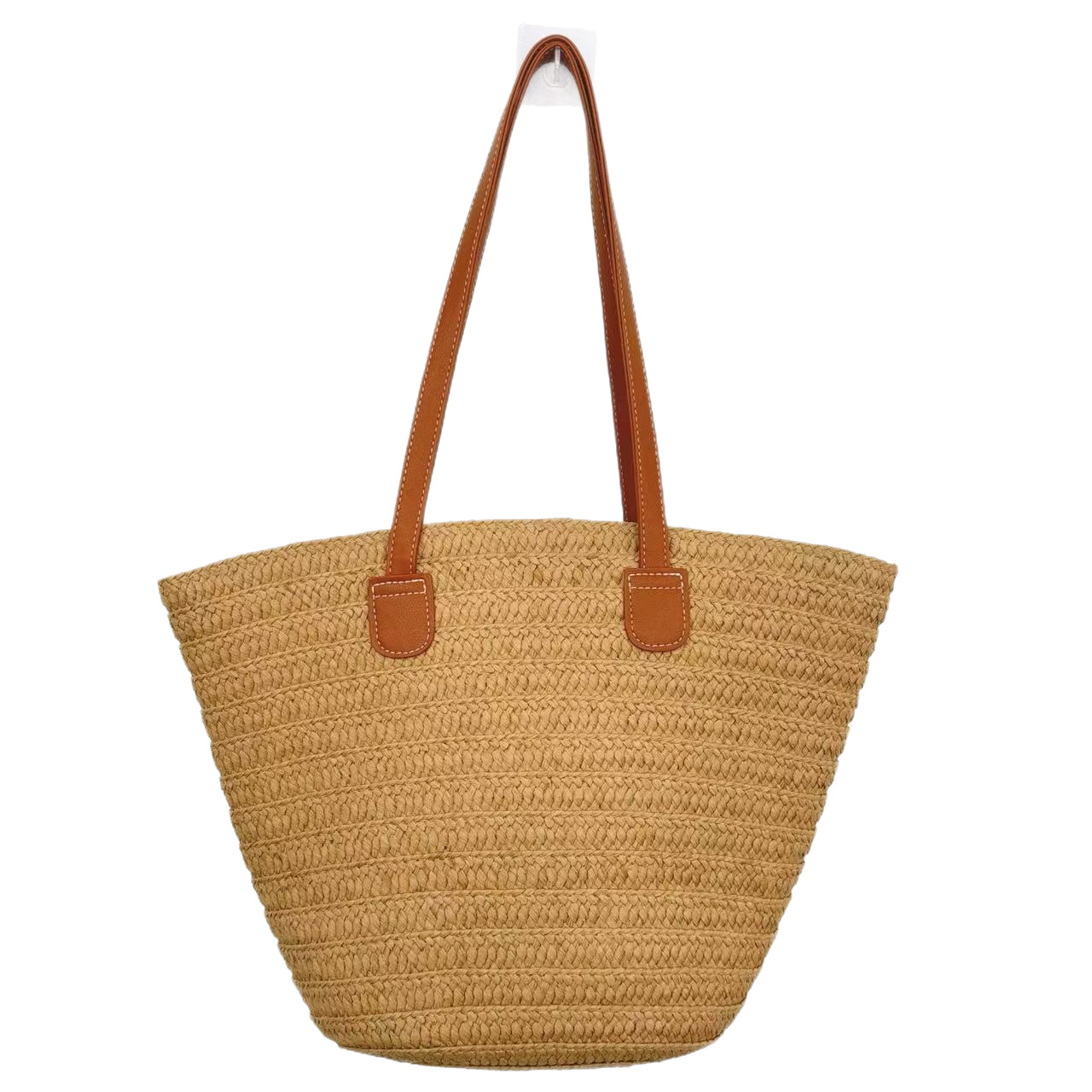 Women's large-capacity straw woven bag 2024 new style vacation beach woven bucket bag Vegetable basket commuting tote bag Item Picture