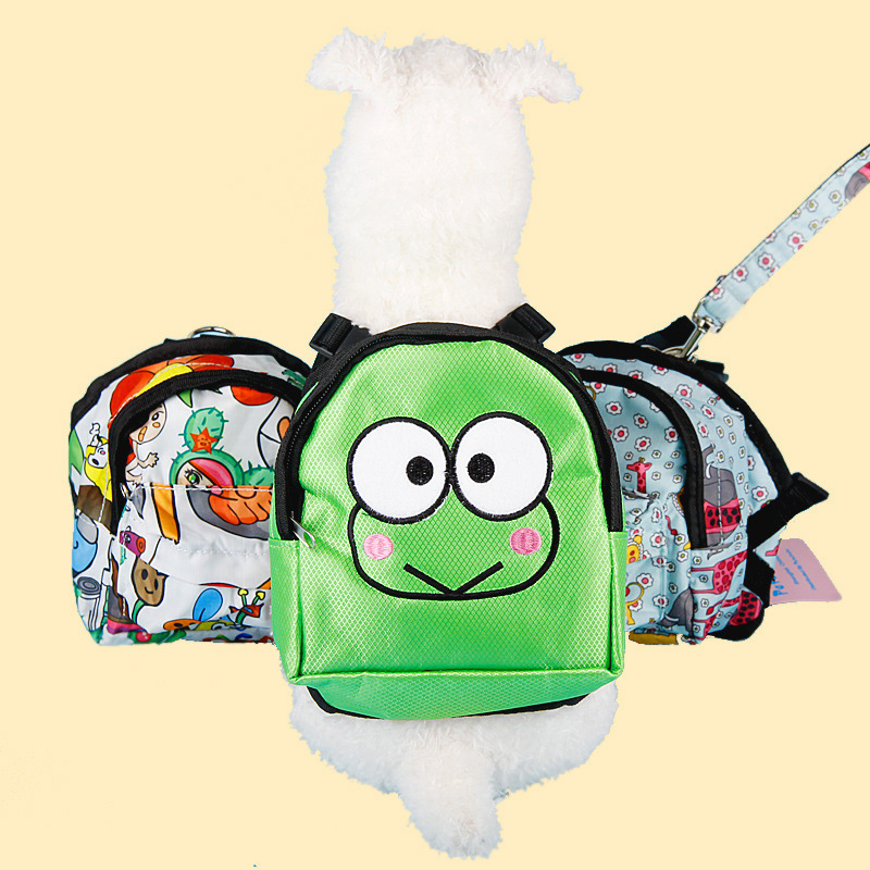 Pet backpack for portable and cute cartoon dog backpack with built-in leash. Dog schoolbag and pet backpack Specification image