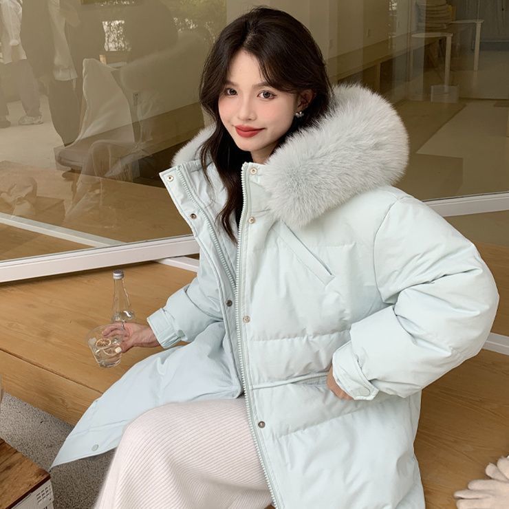 羽绒服年女款新款中长款时尚个性感加厚长款冬季外套