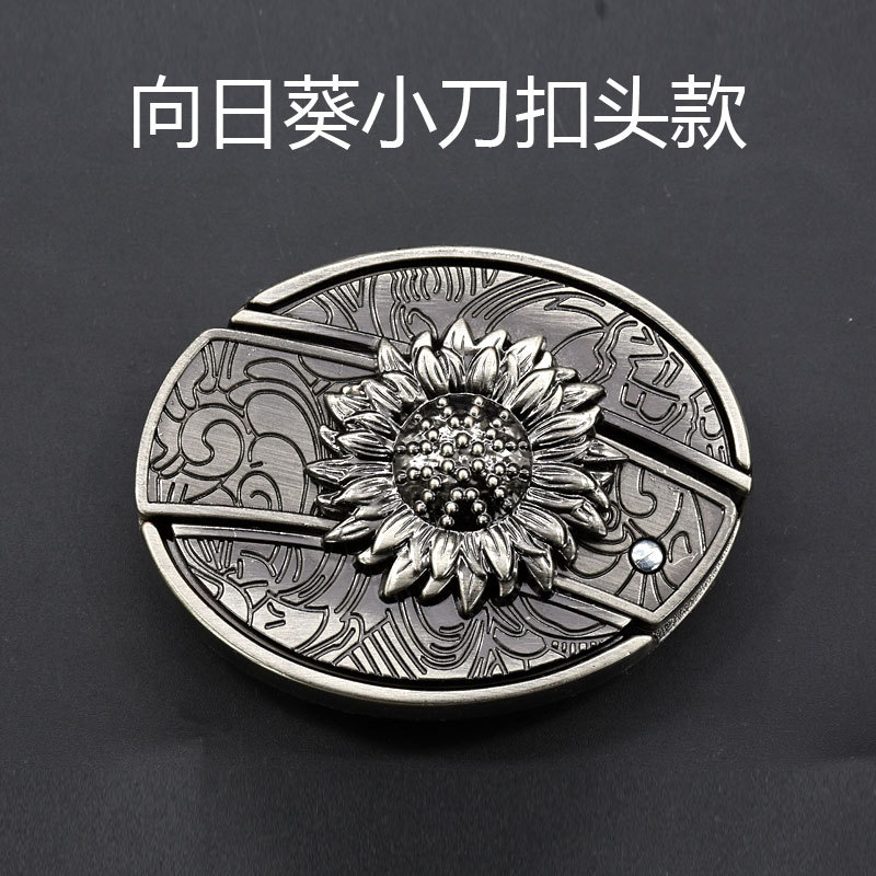 Men's belt buckle scalp head knife smooth buckle casual punk belt trendy buckle men's belt headband knife details Picture