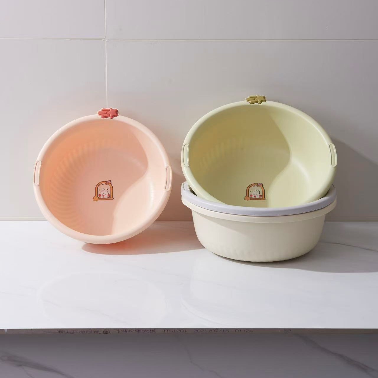 婴儿盆学生宿舍洗衣洗脚盆家用塑料圆型洗脸盆厨房洗菜盆套装图