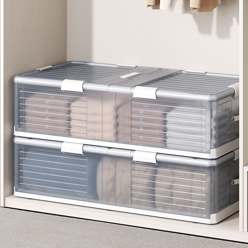 Household foldable storage box with cover, underbed clothes and quilts organization and storage box, wheeled bedroom classification storage box details Picture