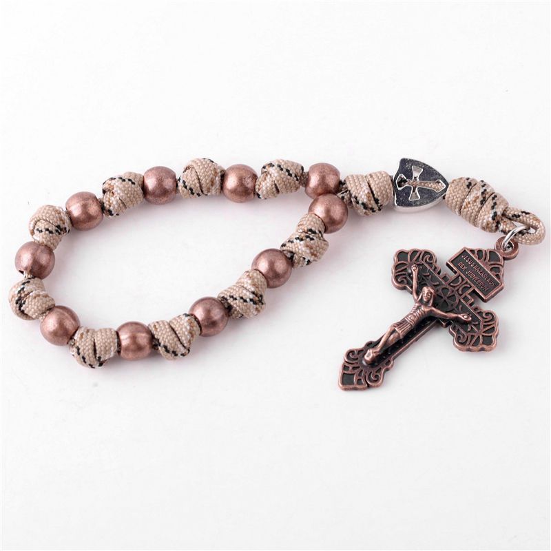 Cross-border e-commerce cross necklace, hand-woven rope car pendant, ROSARY rosary bracelet, cross jewelry details Picture