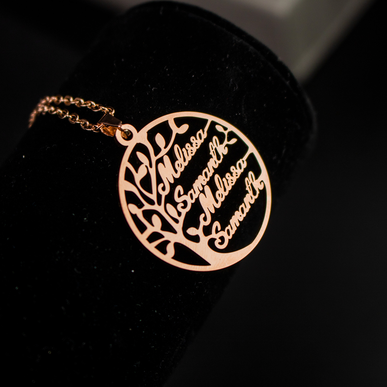 Diy Stainless Steel Name Necklace Electroplated Real Gold English Life Tree Family Necklace Cross-Border Exclusive Specification drawing