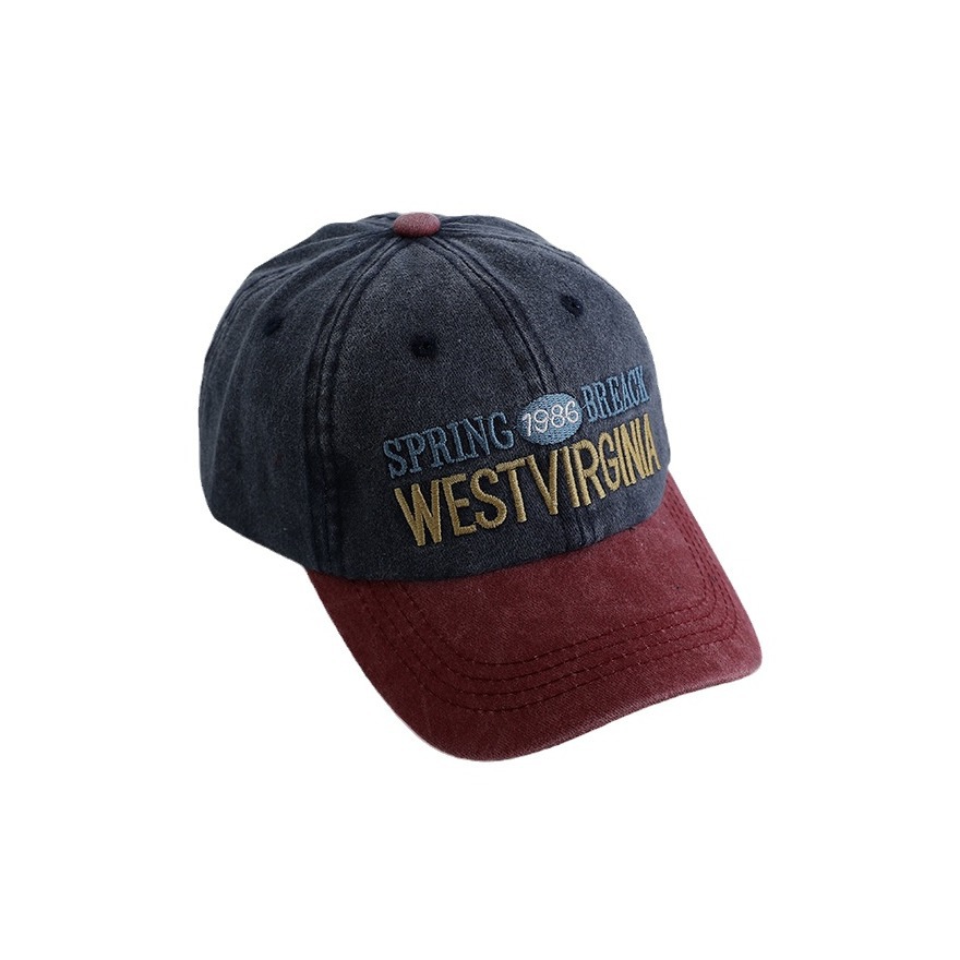 1986.West Embroidered Alphabet Children's Baseball Cap Casual Vintage Washed Baseball Cap For Boys Item Picture