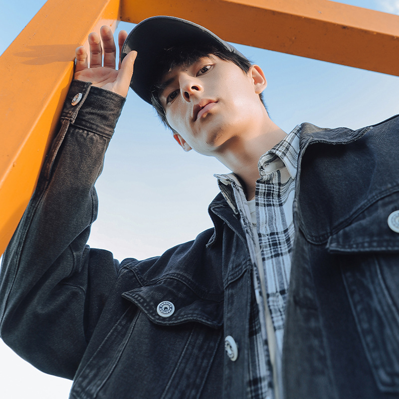 Hanlu New Hong Kong-style men's wear 2022 Autumn New Loose labeled denim jacket casual workwear jacket for men Specification image