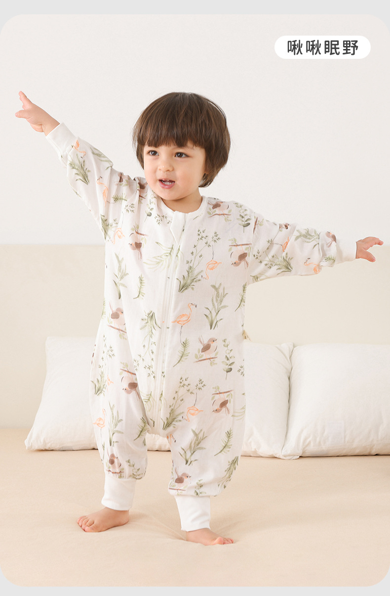 Baby sleeping bag, summer bamboo cotton gauze split sleeping bag, baby summer Class a one-piece suit, anti-kick quilt for toddlers, pajamas pic 35