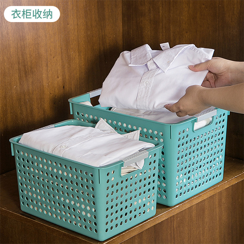 Y Zt1188 Storage Basket Kitchen Sundry Storage Basket Toy Snacks Thickened Plastic Basket Rectangular Dormitory Finishing Application Scenario