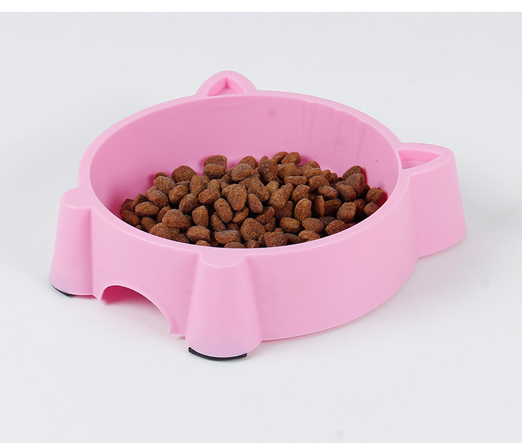 Pet bowl Environmentally friendly plastic non-slip cat face bowl Candy color four colors optional anti-upset cartoon pet feeding bowl Application Scenario