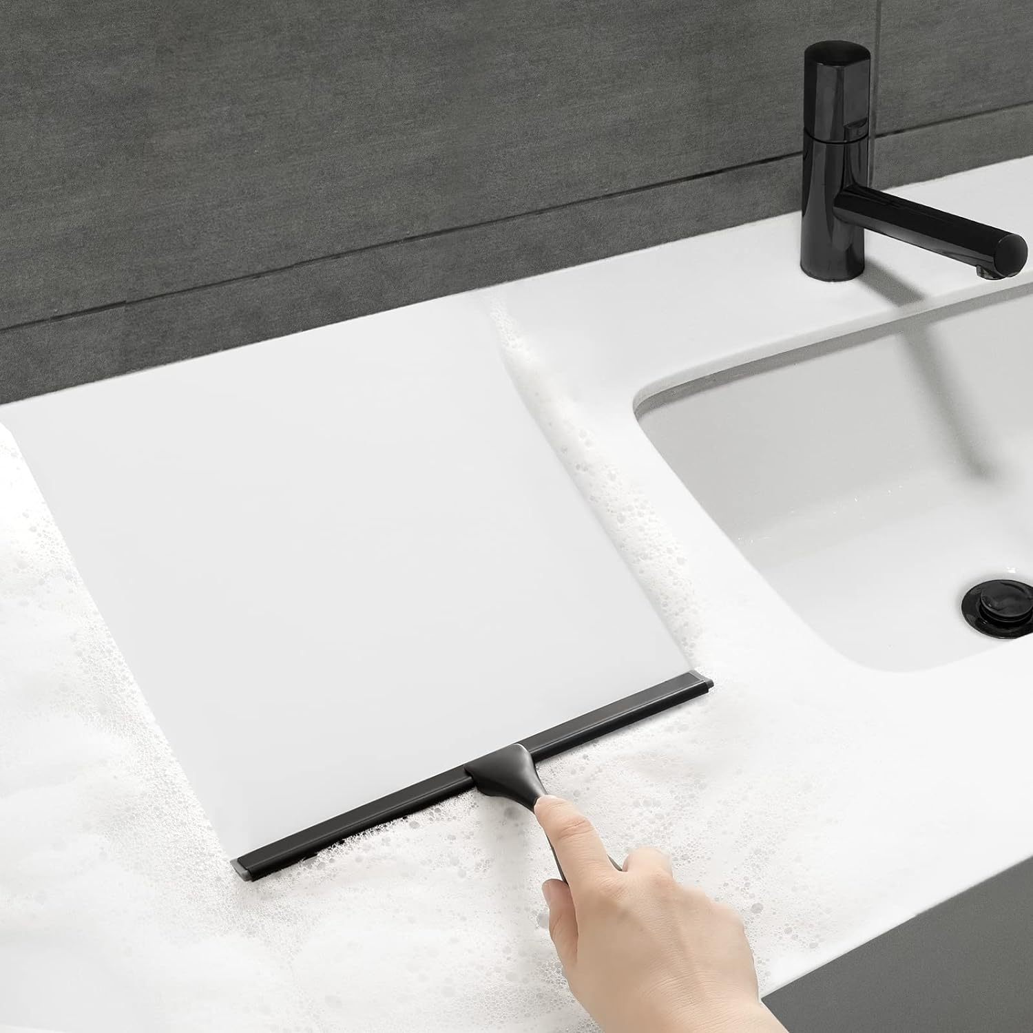 Cross-Border Direct Black Home Glass Wiper Utility Single-Side Manual Wiper Kitchen Stainless Steel Wiper Specification drawing