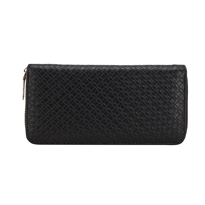The New 2023 Korean Version Of Women's Purse In The Long Pu Indentation Braided Hand Bag Multi-Card Money Clip Purse Woman Item Picture