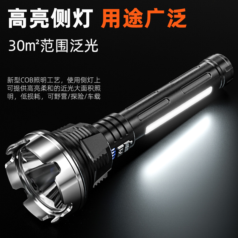 Cross-Border Cob Side Light Flashlight Home Portable Multi-Functional Charging Outdoor Long-Range Led Flashlight Wholesale Application Scenario