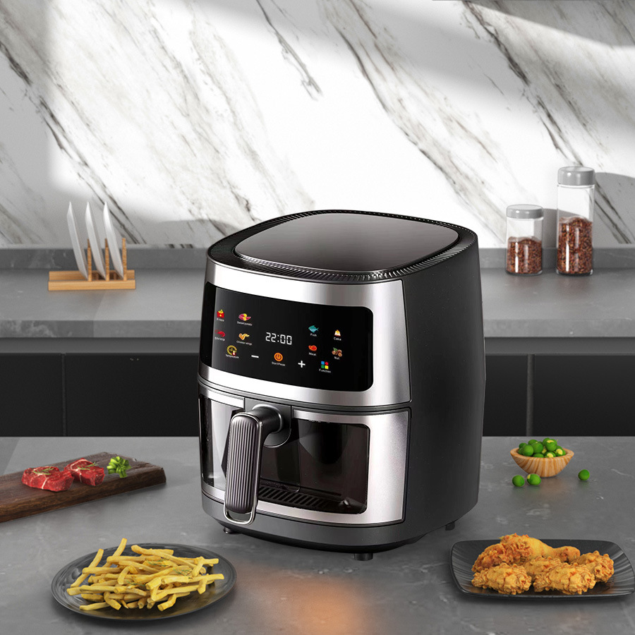 Large Capacity Cross-Border English Stainless Steel Air Fryer 110V220v Multi-Functional Intelligent 6L Visual Air Fryer details Picture