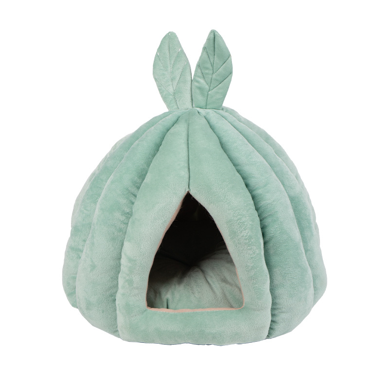 Cat bed for winter warmth, suitable for all seasons, semi-enclosed sleeping, pumpkin for warmth, detachable, plush cat bed, pet bed Item Picture