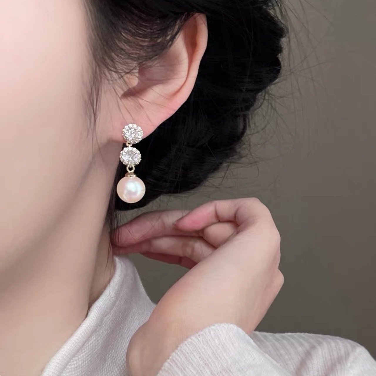 饰品女长款气质/耳环女长款气质/猫眼石/耳钉女长款气质/饰品细节图