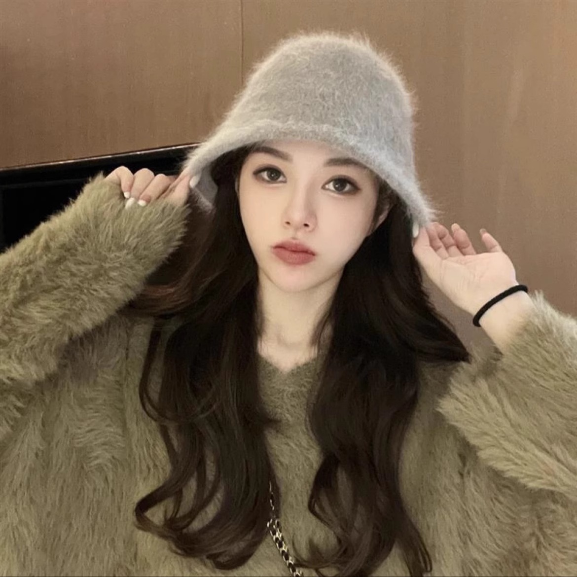 品牌【森多娜】休闲帽 通勤帽 全年龄适用型号 男大学生韩系风格系渔夫帽子女秋冬季兔毛绒水桶帽遮脸护耳保暖盆帽百搭显脸小潮