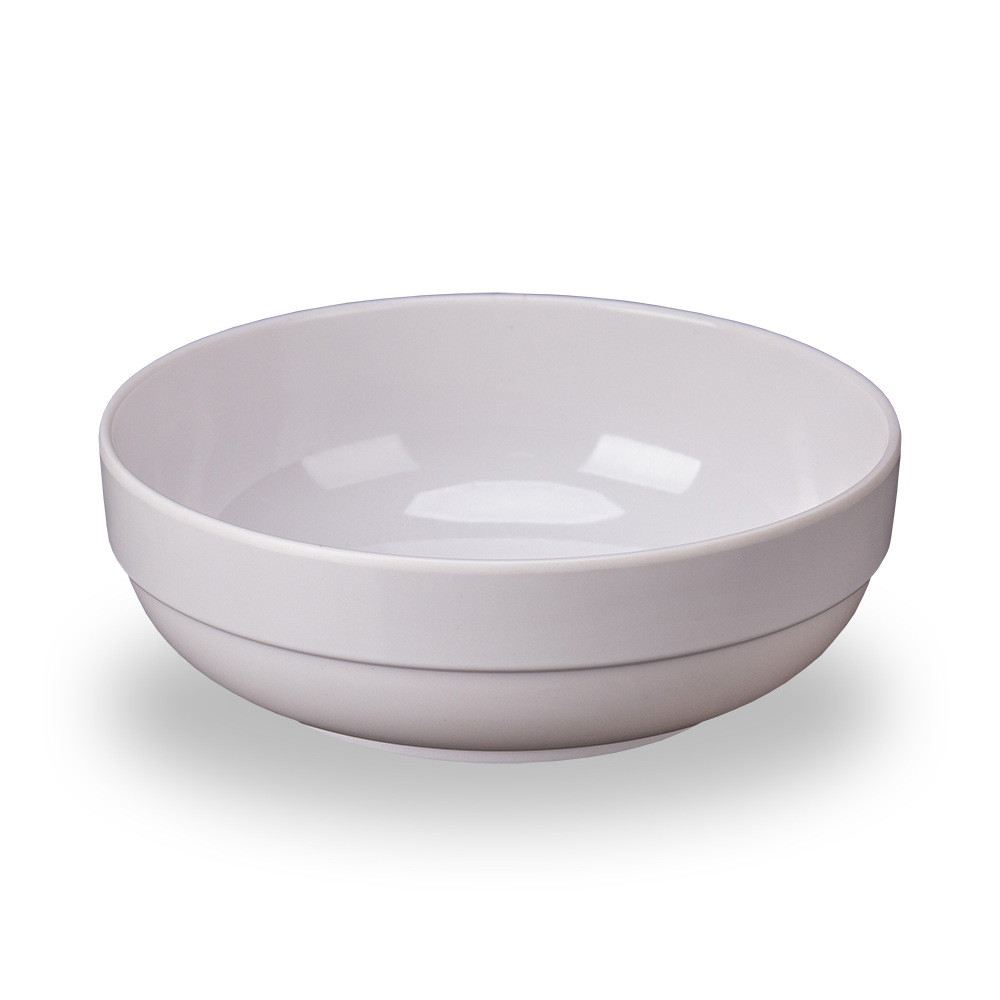 Melamine White Straight Rimmed Bowl Korean Cuisine Kimchi Bowl Salad Dessert Bowl Barbecue Rice Bowl Imitation Porcelain Rimmed Round Low Bowl Item Picture