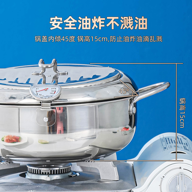 304 Japanese Tempura Stainless Steel Fryer For Household Double Bottom Oil Saving Controlled Temperature Gas Induction Cooker details Picture