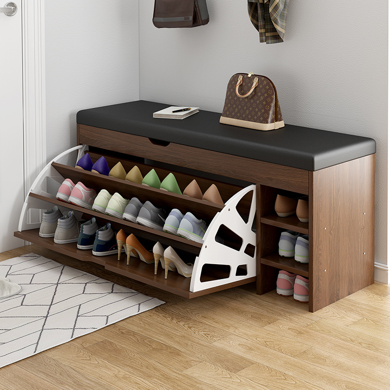 Shoe bench for shoe cabinet at home door can be seated shoe stool entry stool network red soft bag cushioned shoe rack details Picture