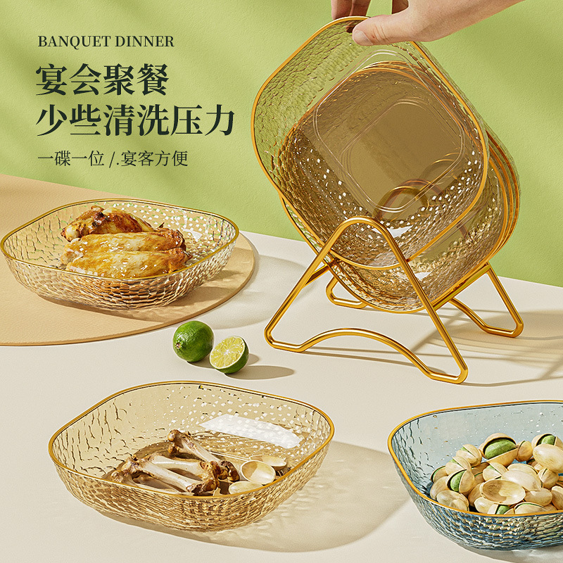Bone-spitting plate, a home-use light luxury transparent small plate, food-grade table fruit and snack plate, the original manufacturer of bone-spitting plate details Picture