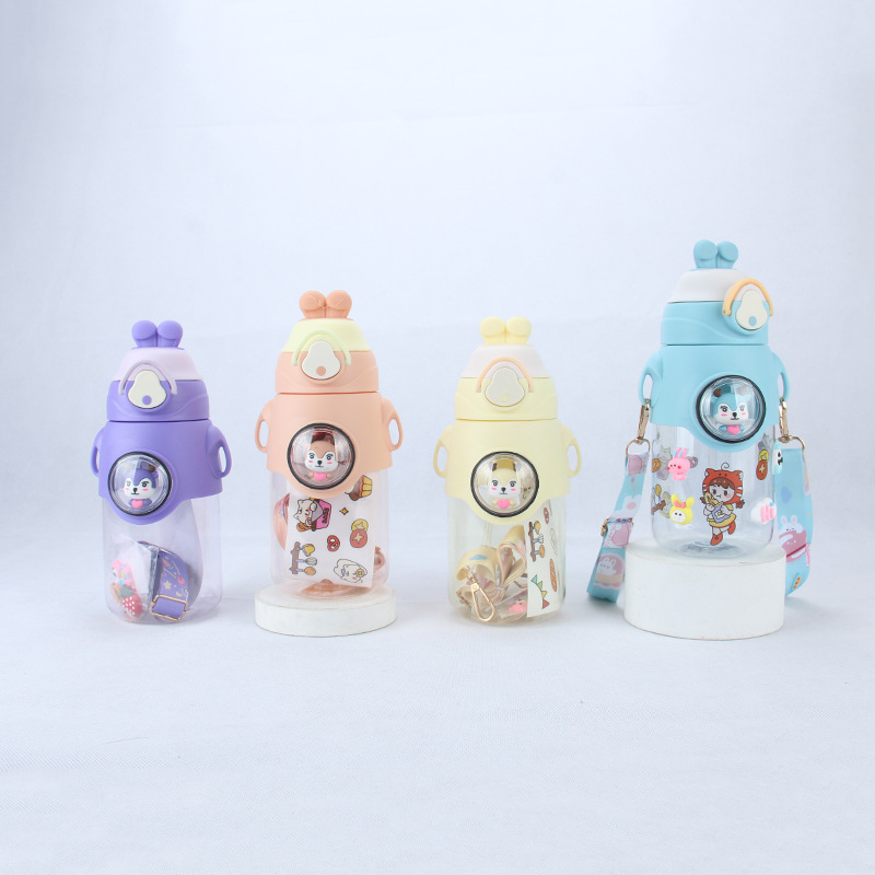 Cute Rabbit Plastic Cup Cartoon Doll Cute Children's Plastic Water Cup Cute Student Rabbit Head Cover Plastic Cup