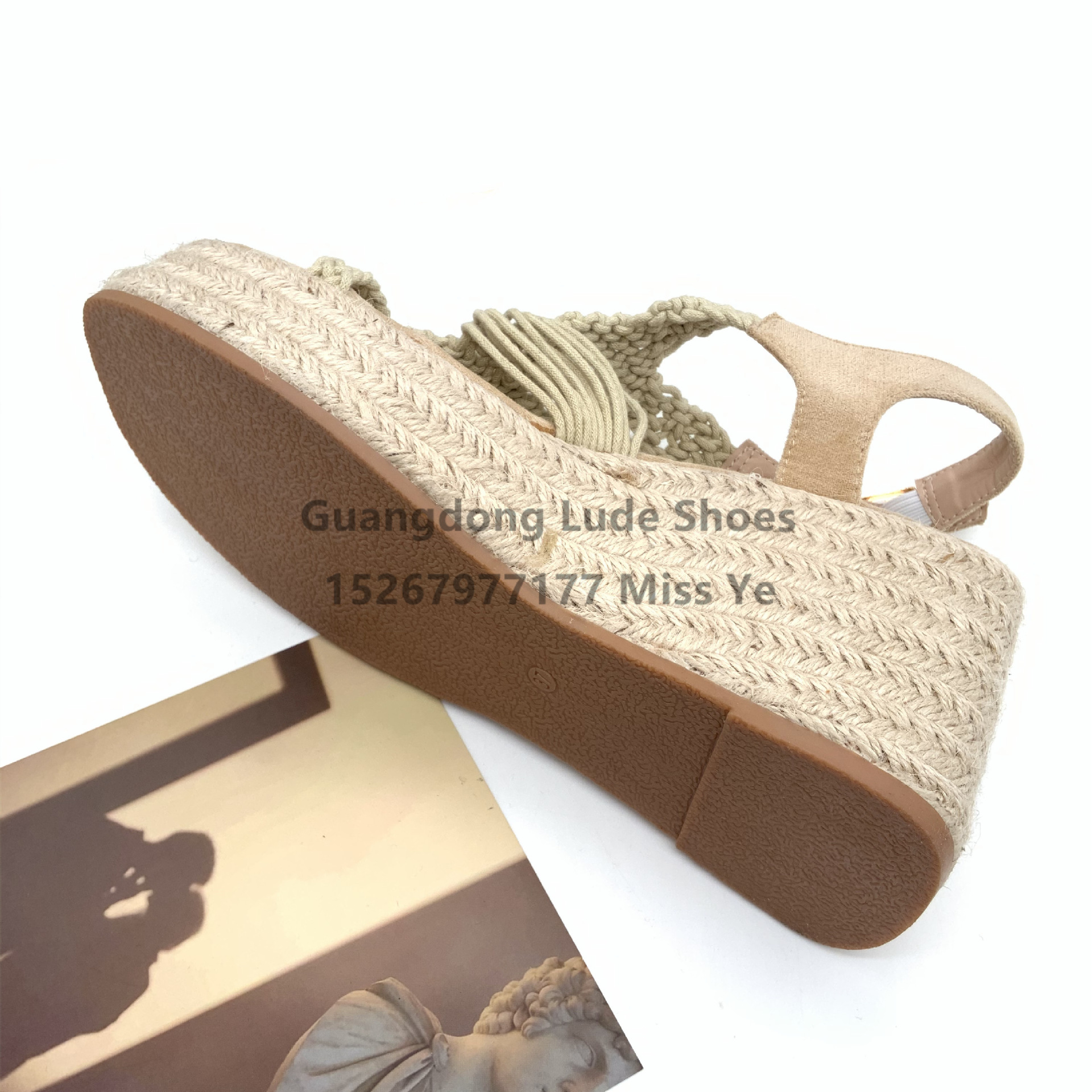 Platform Wedge Sandals 2022 New Straw Braided Sandals Increase Casual All-Match Sandals For Women Guangzhou Women's Shoes Craft Shoes Specification drawing