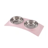 Candy-colored arched bridge-shaped stainless steel pet double-bowl pet dog basin from pet supplies factory Application Scenario