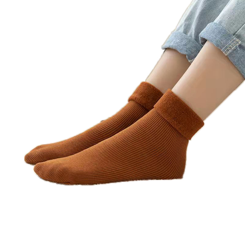 袜子女加绒秋白底实物图