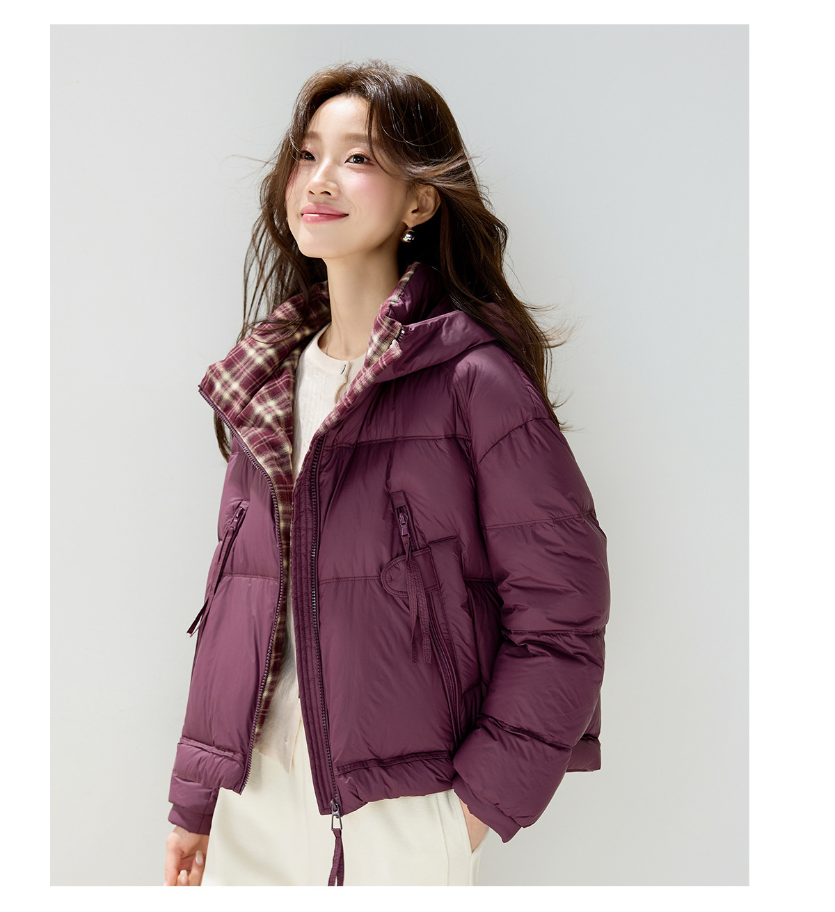 Casual hooded short 90mm white duck down jacket for women, thick, warm, loose, versatile, fashionable and stylish coat for winter pic 17