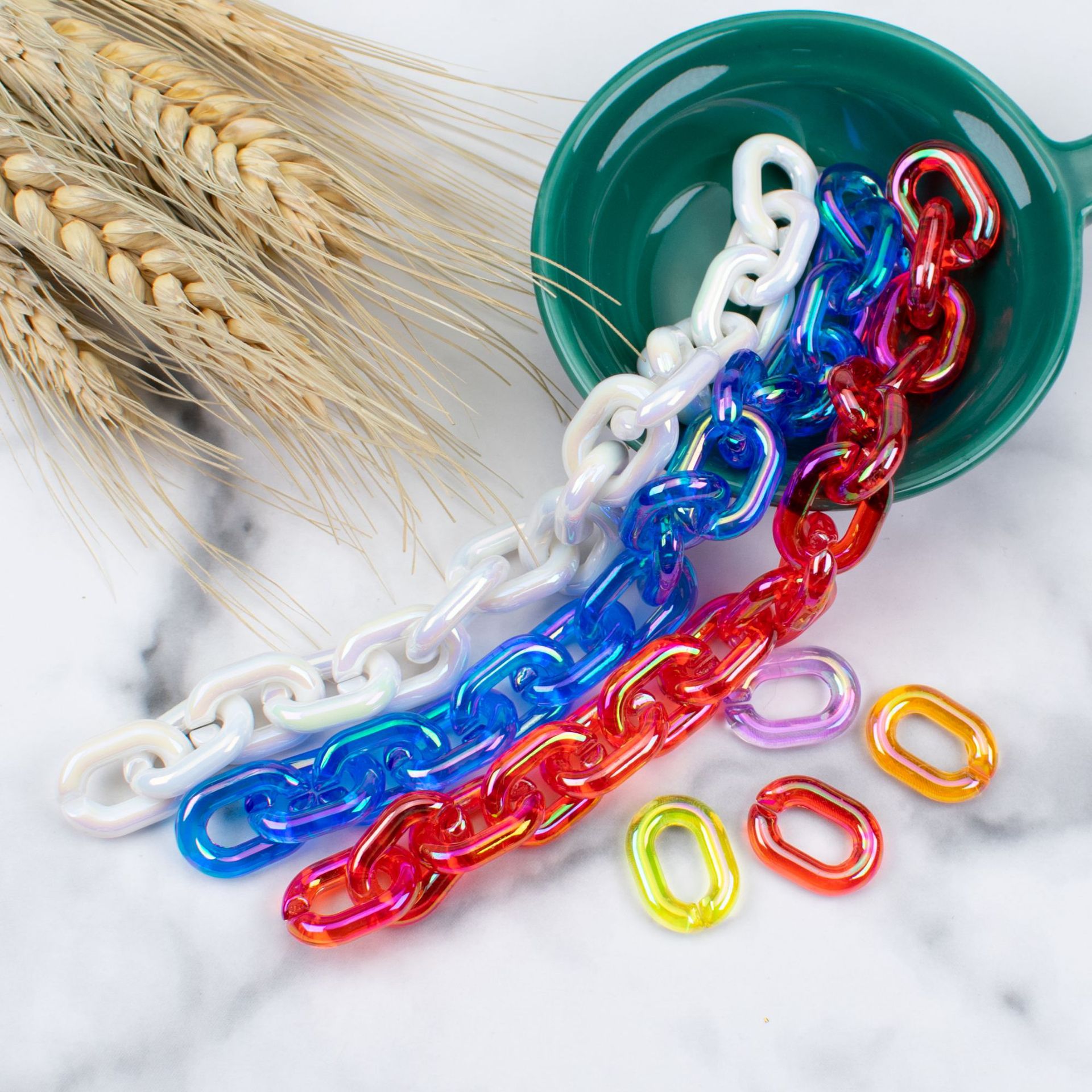 Acrylic Plastic Transparent Ab Bright Color 14*19 Chain Buckle Open Ring Diy Jewelry Bag Phone Case Accessories Specification drawing