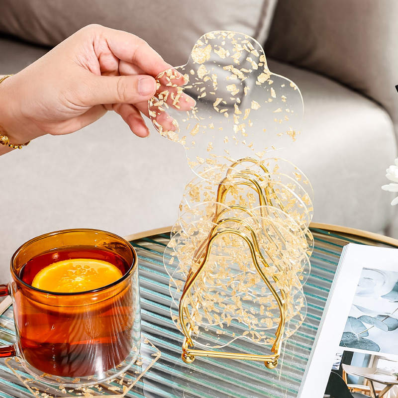 Acrylic Coaster Light Luxury Gold Foil Set Ironing Nordic Creative Home Insulation Mat Bowl Mat Teapot Mat Tea Ceremony Mat Specification drawing