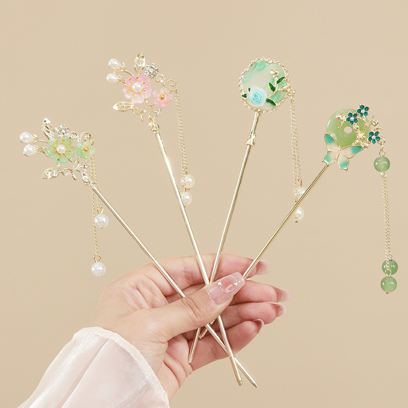 Chinese-style and trendy pearl bell orchid tassel hairpins for women, ancient-style hair hairpins, cheongsam and Hanfu, new Chinese-style hairpins and headwear for summer details Picture