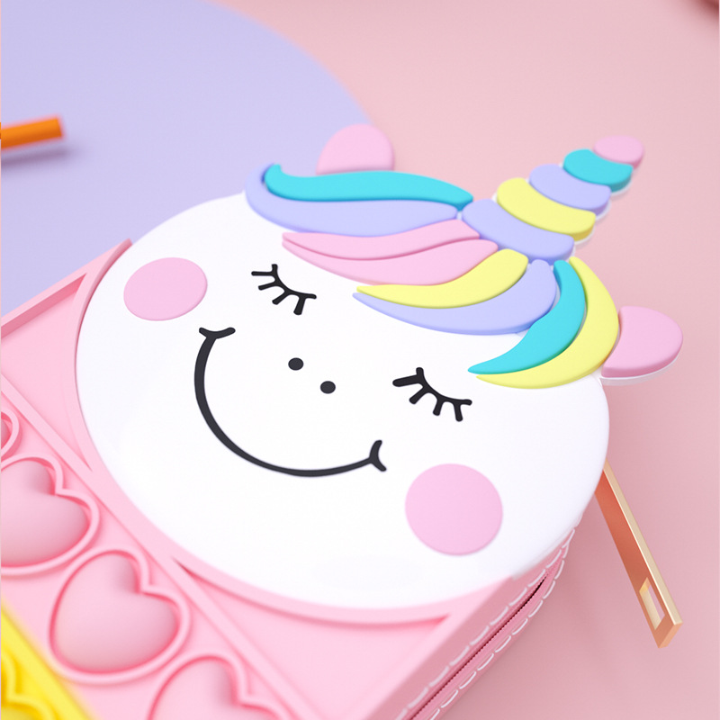 Cross-border large capacity cute cartoon pen bag silicone pen bag Children's creative pen bag Multi-functional pencil case Rat killer pioneer stress relief pen bag Specification drawing