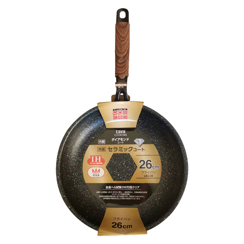 Manufacturers Direct Sales Of Japanese Aluminum Alloy Bottom With Edge Series Non-Stick Frying Pan Wok Jade Gas Induction Cooker Specification drawing