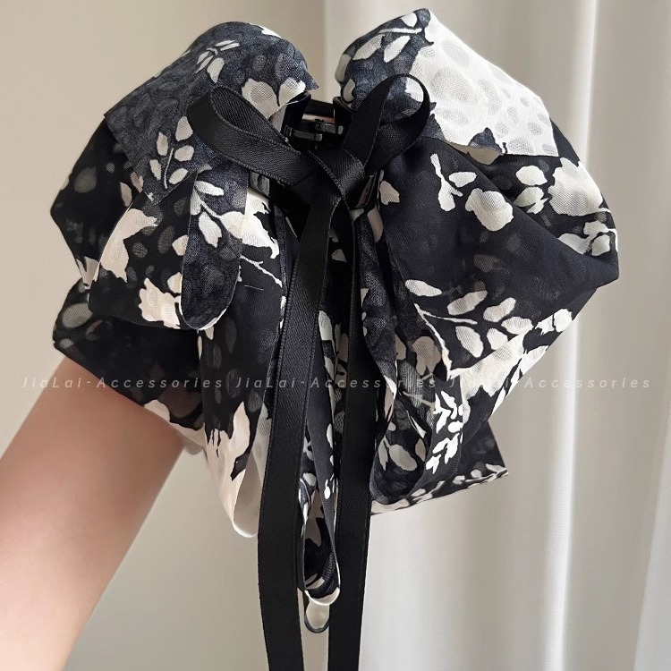 French Gentle Temperament Bow Streamer Grab Clip To Show The Face Small Back Of Head Hair Clip Shark Clip Hair Accessories Clip details Picture