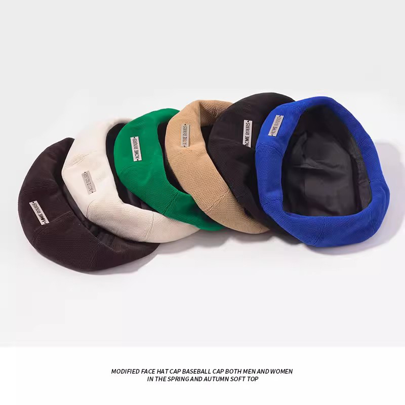 Beret Lady Autumn-Winter Beige Instagram Red Bud Hat Head Girth Sun Octagon Painter Hat To Show Small Face Item Picture