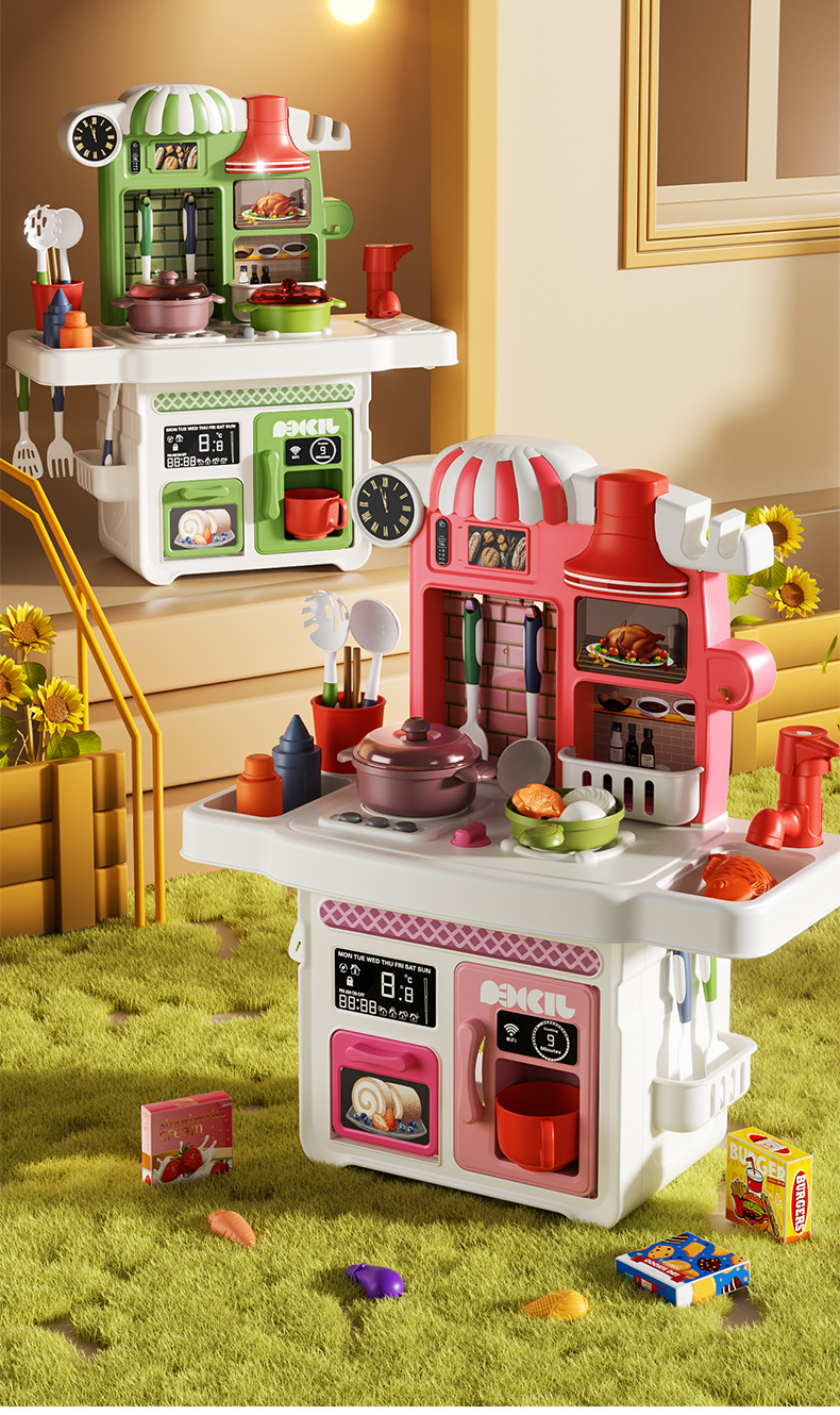 儿童益智过家家仿真厨房做饭带声光音乐按压出水餐台煮饭厨房玩具详情11