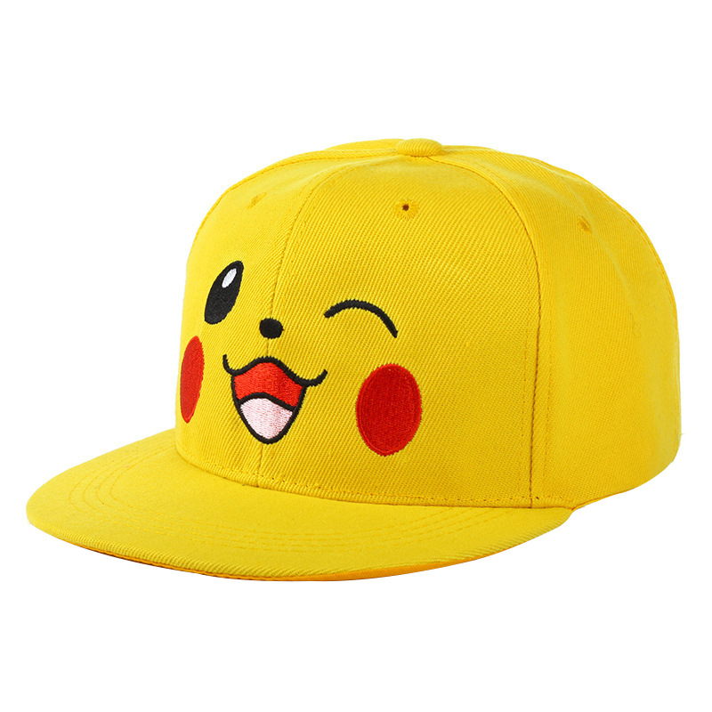 Europe And The United States Cross-Border Hot Sale Of Pikachu Parent-Child Flat Rim Baseball Caps For Men And Women Yellow Baseball Caps Can Be Drawn To Sample Specification drawing