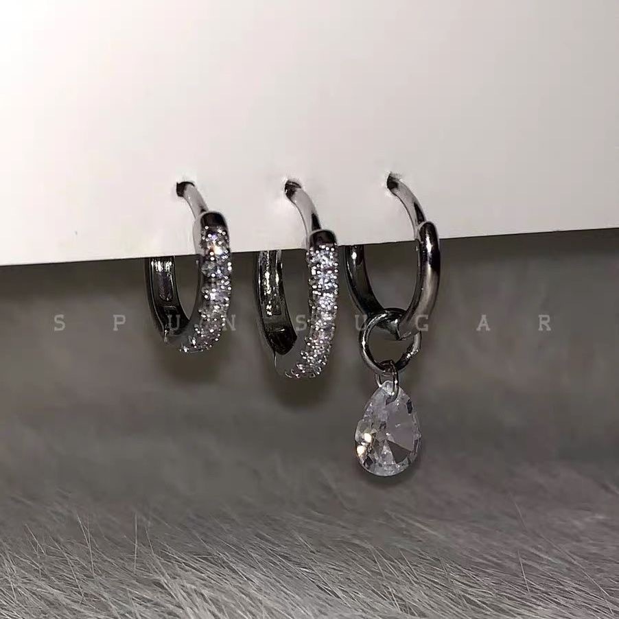 jennie's same teardrop ear ring earrings, sparkling zircon asymmetrical, high-end, light luxury, niche and simple ear buckle earrings