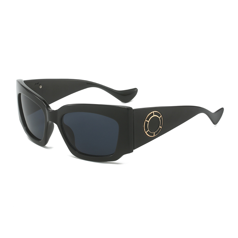 2024 New trendy men's and women's versatile sunglasses, cross-border fashion color-blocking sunglasses, wide-leg circular decorative glasses