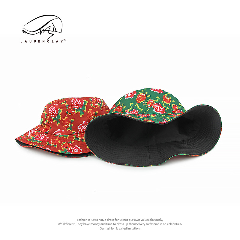 Chinese Wind Northeast Big Flower Cloth Hat For Men And Women Spring And Summer Sun Visor Hats Can Be Worn On Both Sides Of The Fisherman's Hat Basin Hat Item Picture