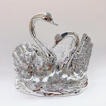 South American swan craft decoration electroplated silver diamond ceramic crafts living room bookcase German popular decoration